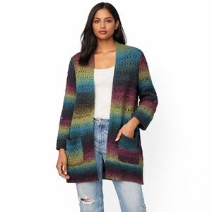 Relativity Womens Open Knit Crochet Cardigan S Boho Festival Cottagecore Indie